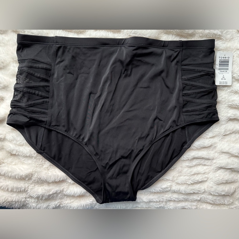 NWT torrid Black Crisscross Mesh Detail Bikini Bottom